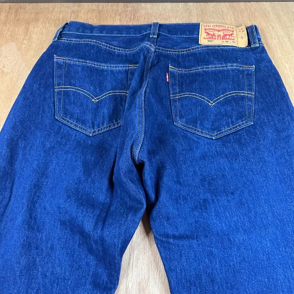 Levi’s 501 Jeans 36x33 Dark Wash Straight Leg Button Fly Altered